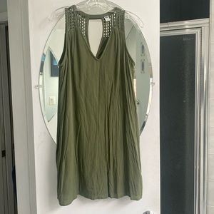 Sage green sleeveless dress with mesh at top - really comfortable!